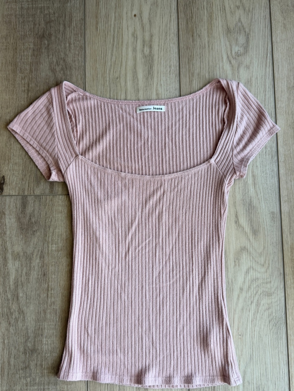 Reformation Ribbed Scoop Neck Top - Blush Pink